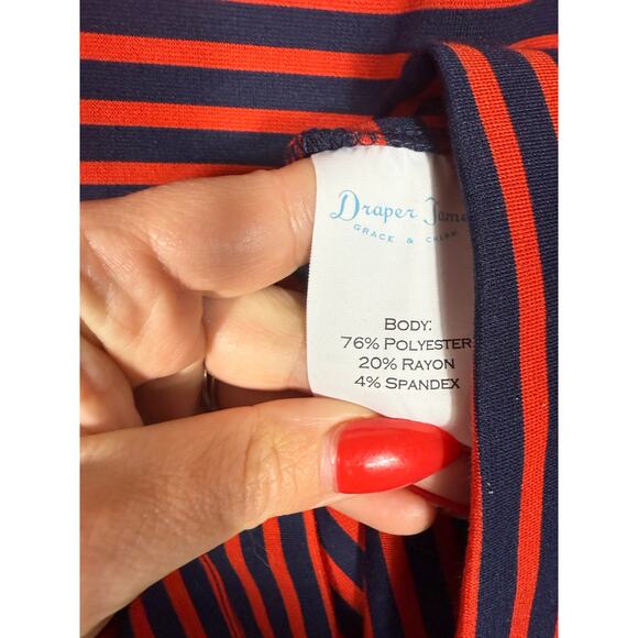 Draper James Red & Navy Stripe Knit Dress Size L - Picture 6 of 6